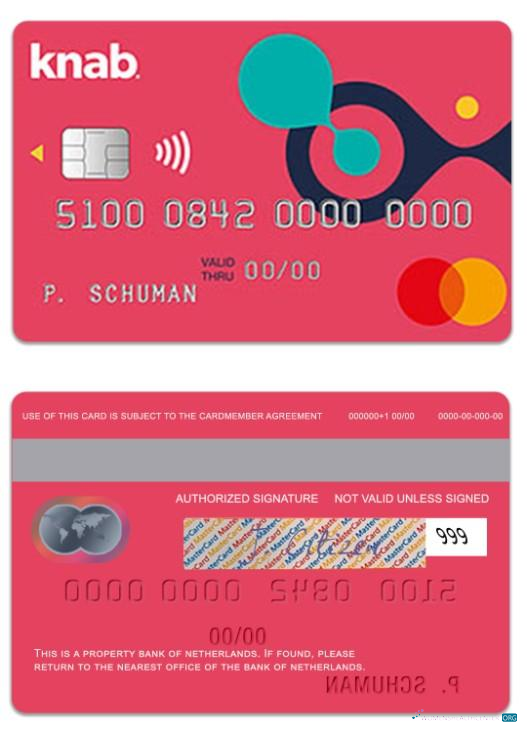 Download Netherlands Bank of Netherlands Knab Credit Mastercard Photoshop template